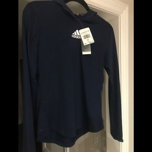 Adidas Training Top with Hoodie in Navy Blue SZ XS